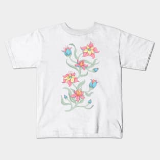 Pastel Floral Seamless Pattern Kids T-Shirt